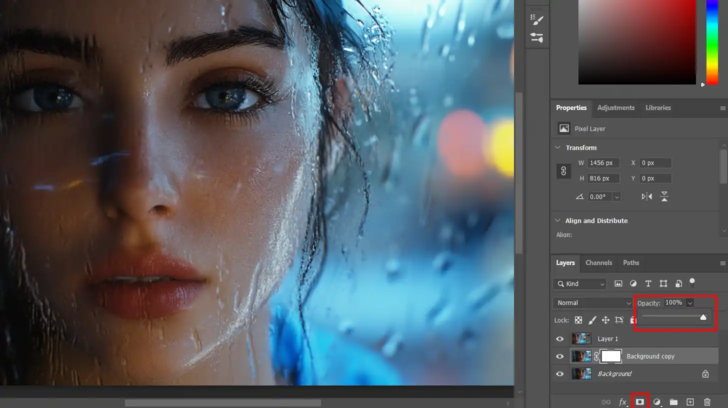 A screenshot of Photoshop's Layers panel, showing various layers and an opacity slider used when working through a typography portrait guide