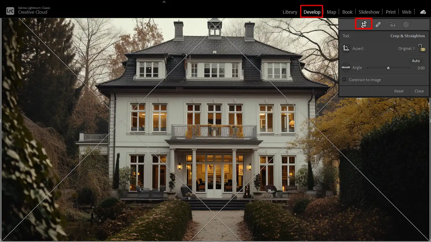 Lightroom Develop Module for real estate photo editing