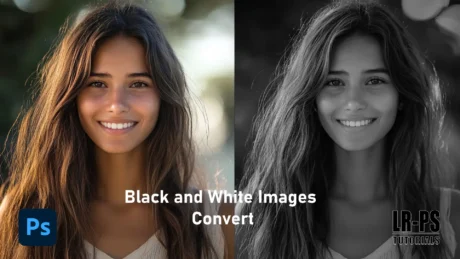 Side-by-side comparison of a color portrait and its black and white version, showcasing the effect of converting a color image to black and white.