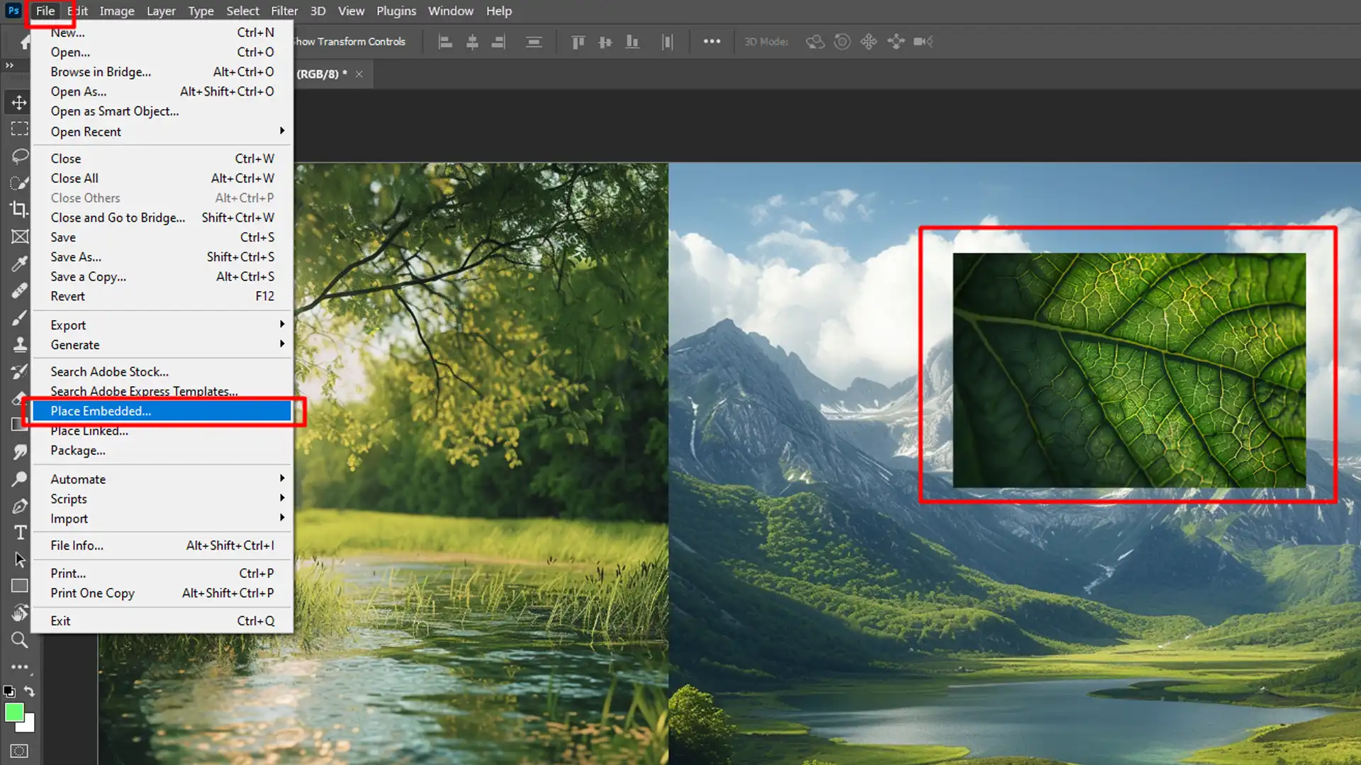 How to add another image in photoshop