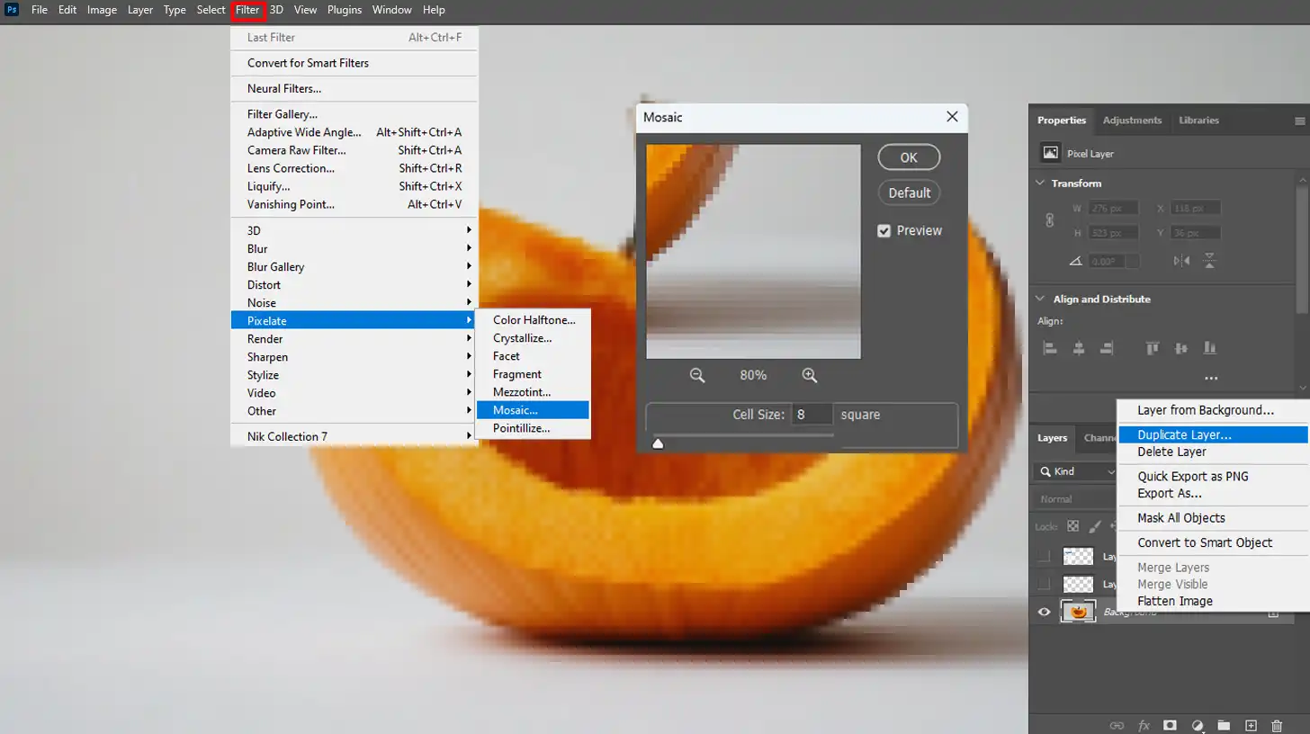 Accessing the Mosaic filter in Ps for blurring