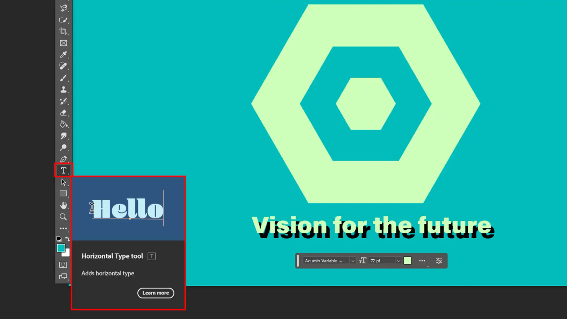 Photoshop demonstrating text and effect tools for logo design.