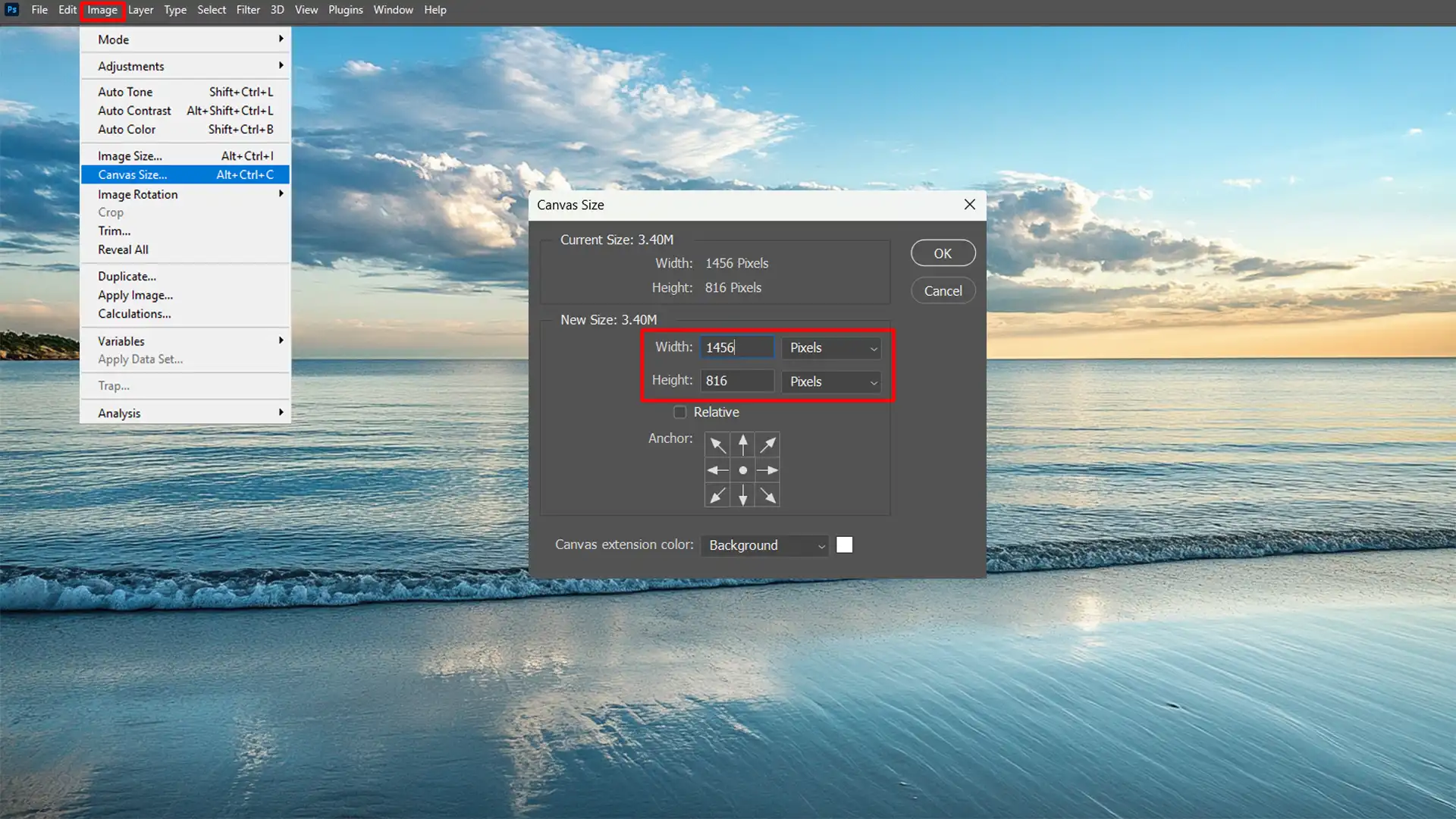 Adjusting width and height in the Artboard Size dialog box