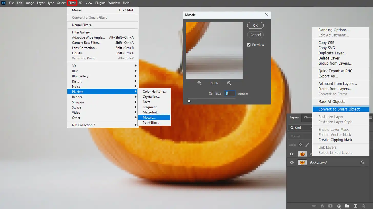 Applying the Fragmented design style on a Smart Object in Ps