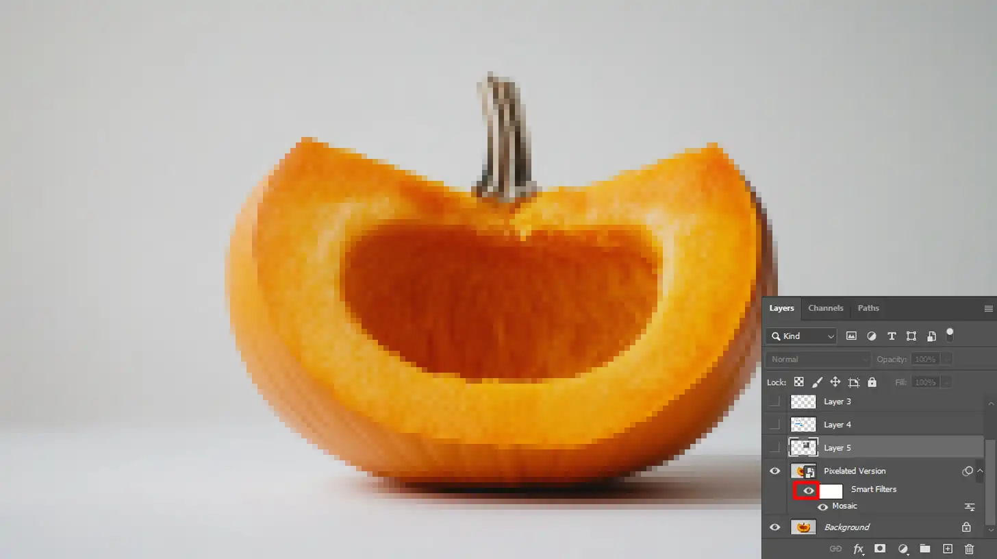Preview of blurred and original image comparison in Ps