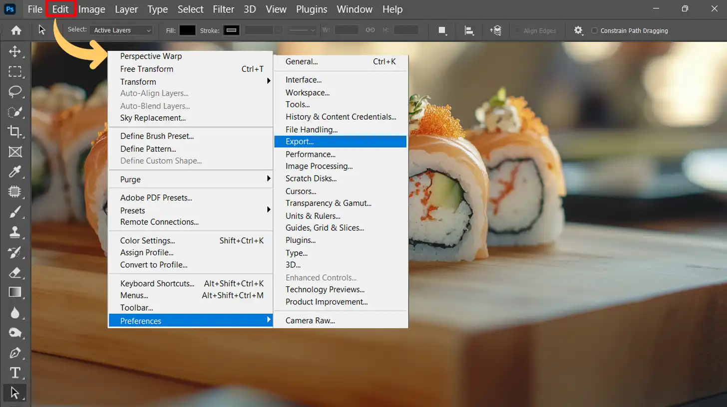 Exporting presets in Photoshop to back up settings