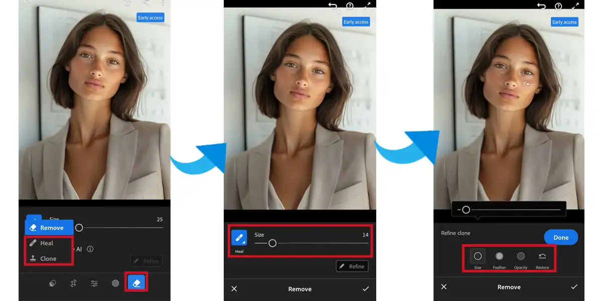 Lightroom Mobile Healing Brush Tools for removing unwanted elements