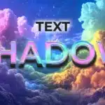 Text shadow Photoshop effect on colorful clouds background