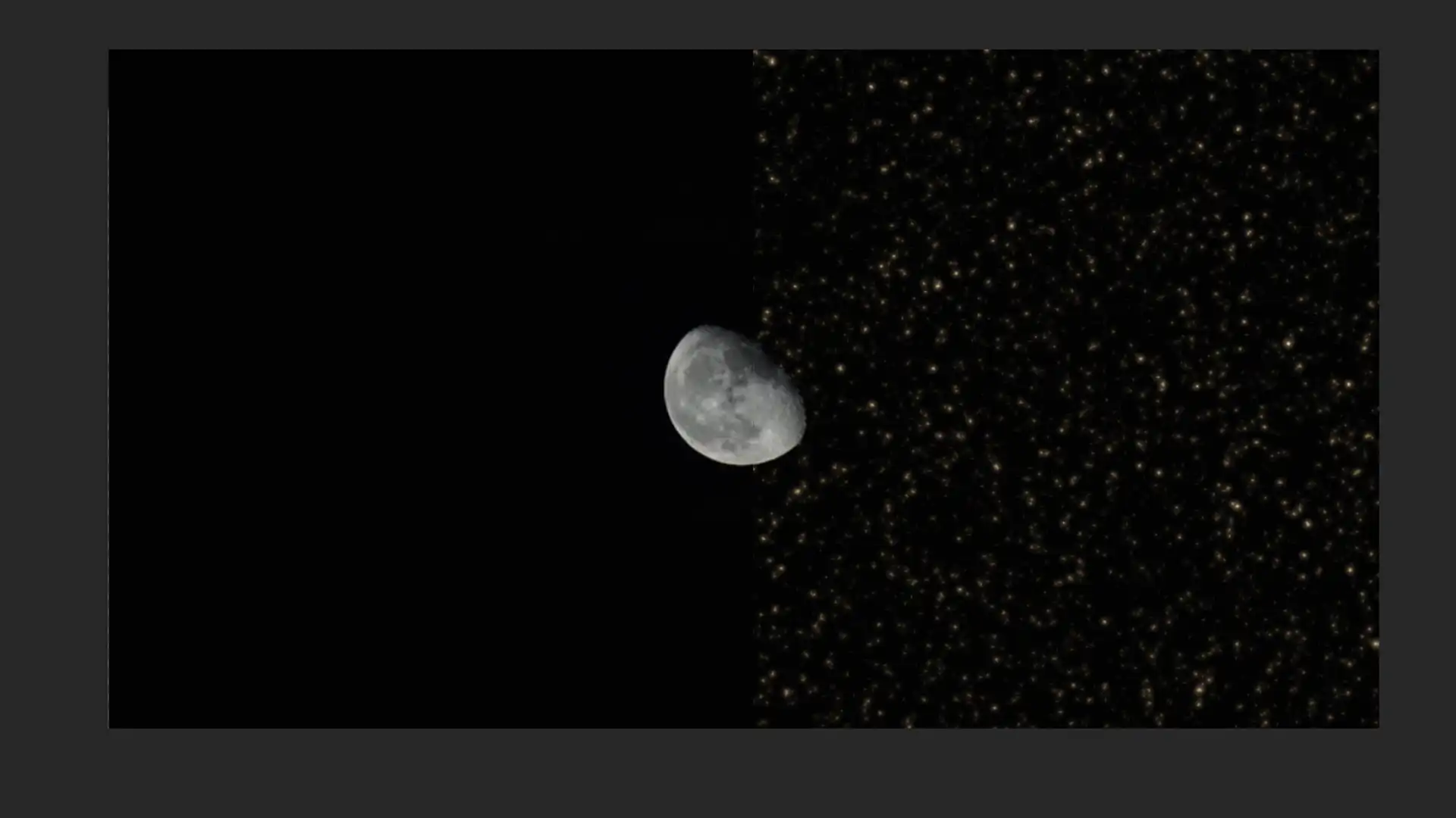 Half moon against a starry night sky in Ps