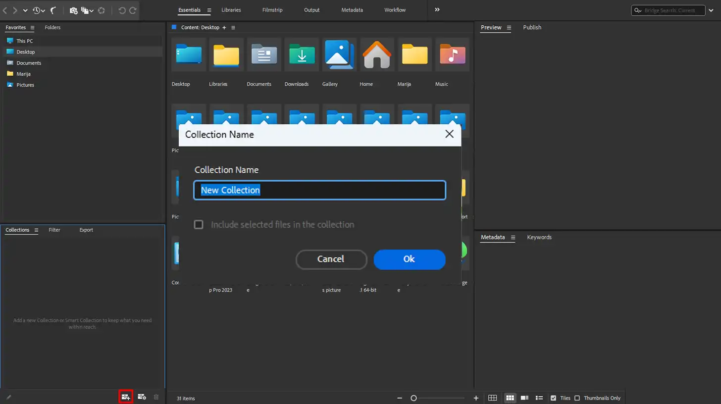 Creating a Smart Collection in Adobe Bridge