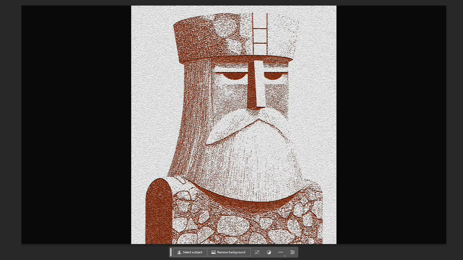 A stylized sketch effect applied to a portrait of a historical figure using custom brushes in Photoshop.