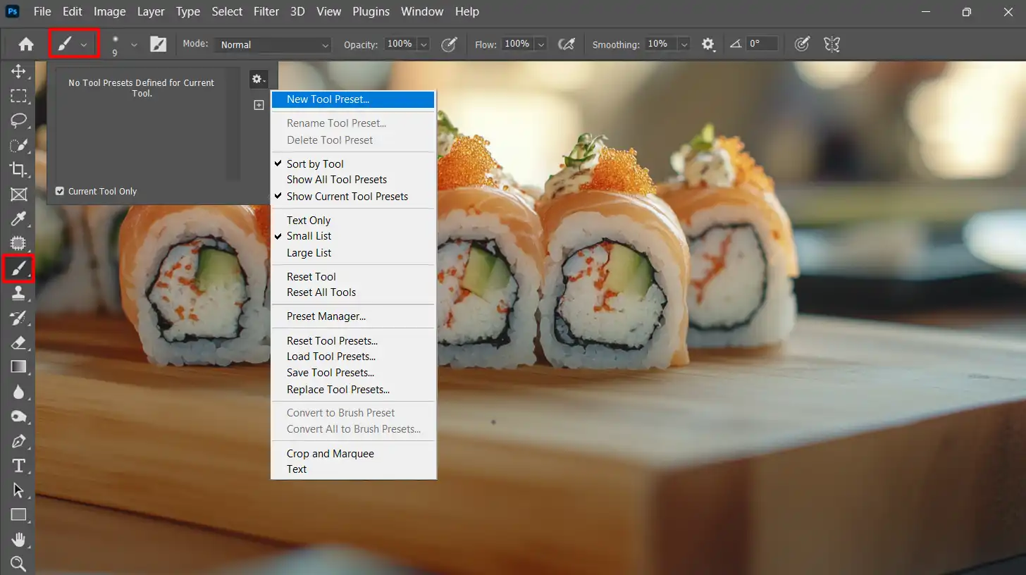 Saving new tool presets in Photoshop