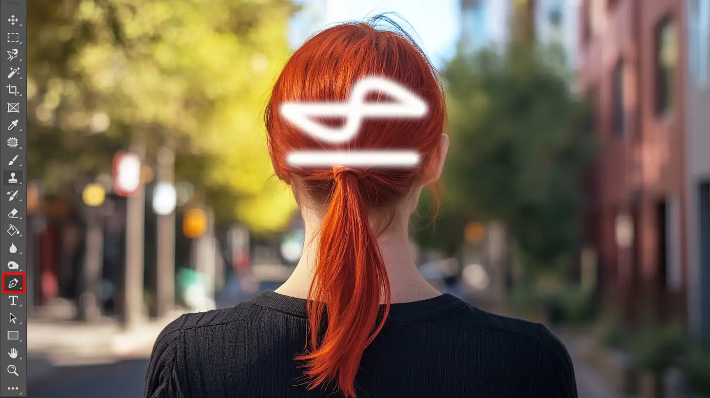 Photoshop Line Tool being used to create straight and curved lines on canvas