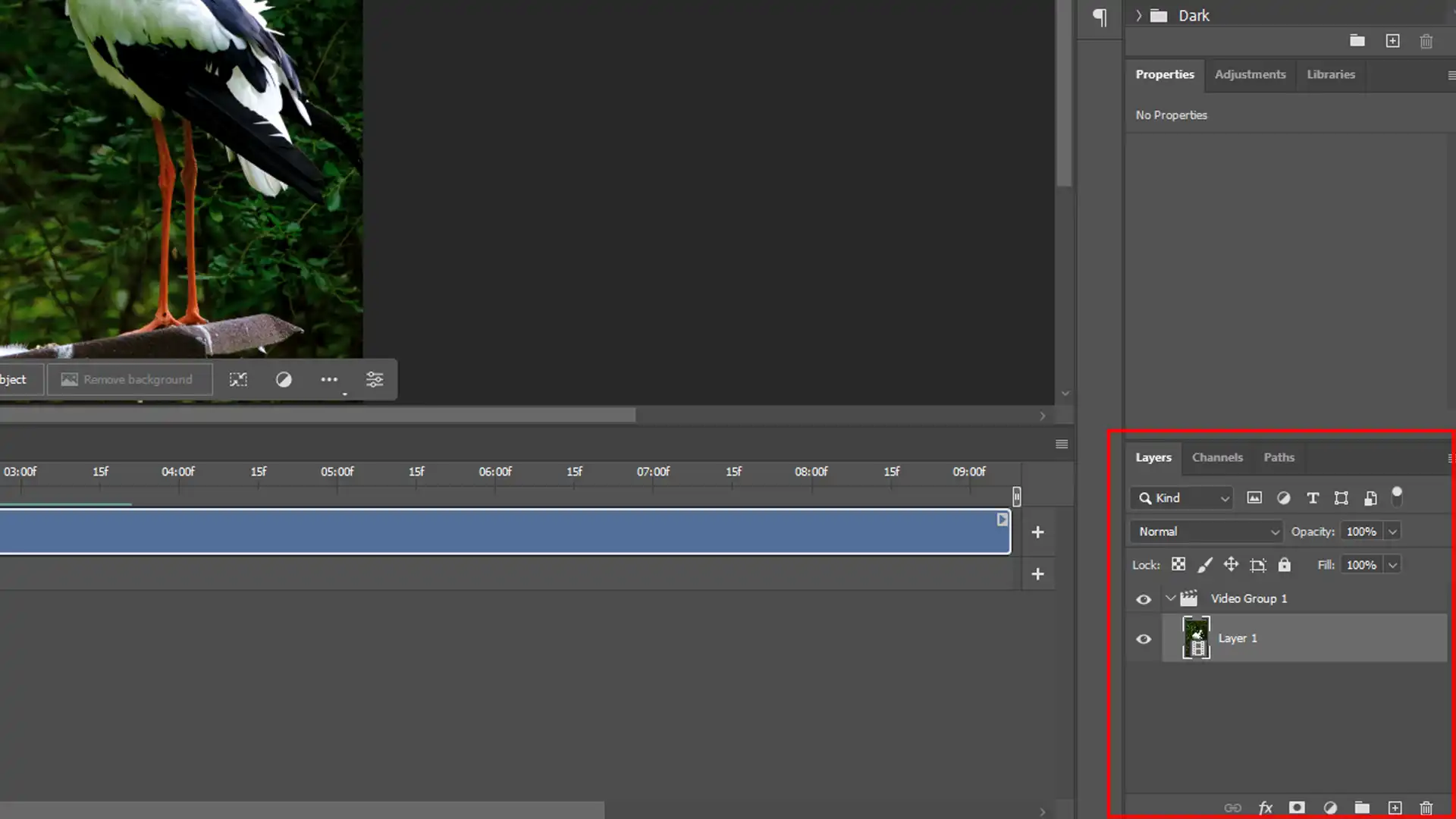 Ps interface showing the timeline panel with recording layers for editing.