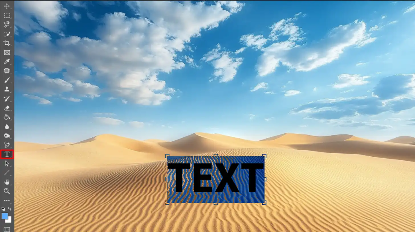 Selecting the Type tool in Photoshop for 3D text creation