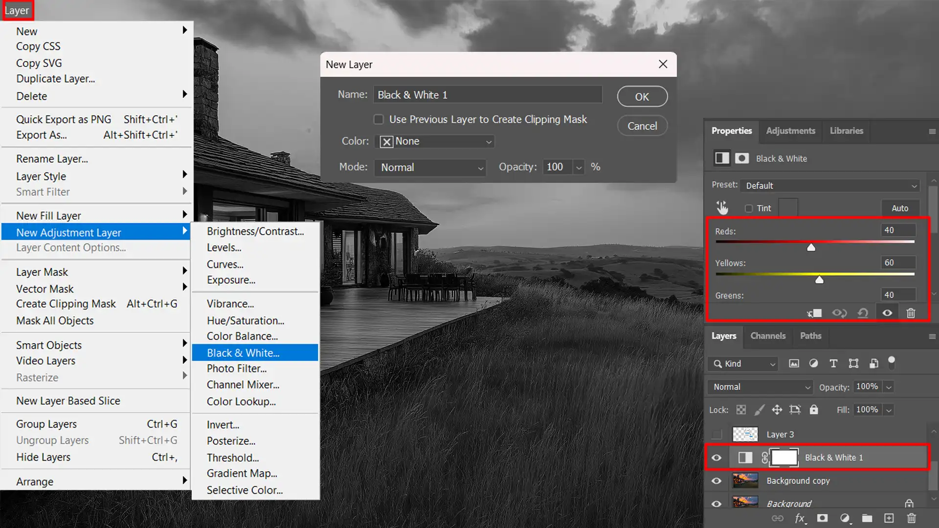 Creating a Dark & Light Adjustment Layer in Ps