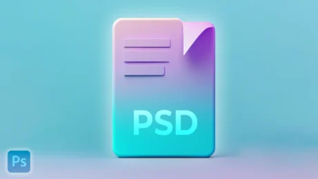 PSD file format icon in a colorful gradient design, representing the versatility and essential features of the PSD file format in Adobe Photoshop.