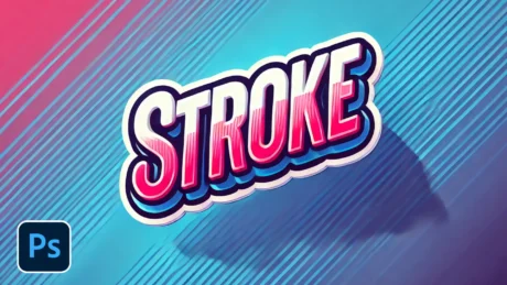 Photoshop stroke example showcasing a bold and colorful text effect, demonstrating how to apply and customize strokes in Photoshop for enhanced graphic design.