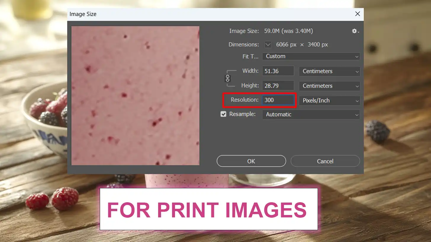 Adjusting DPI for print images in Photoshop