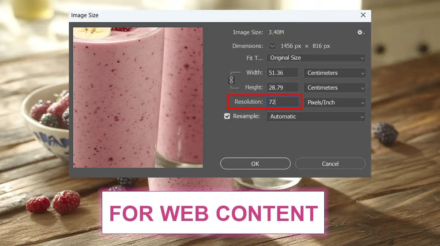 Setting DPI for web content in Photoshop