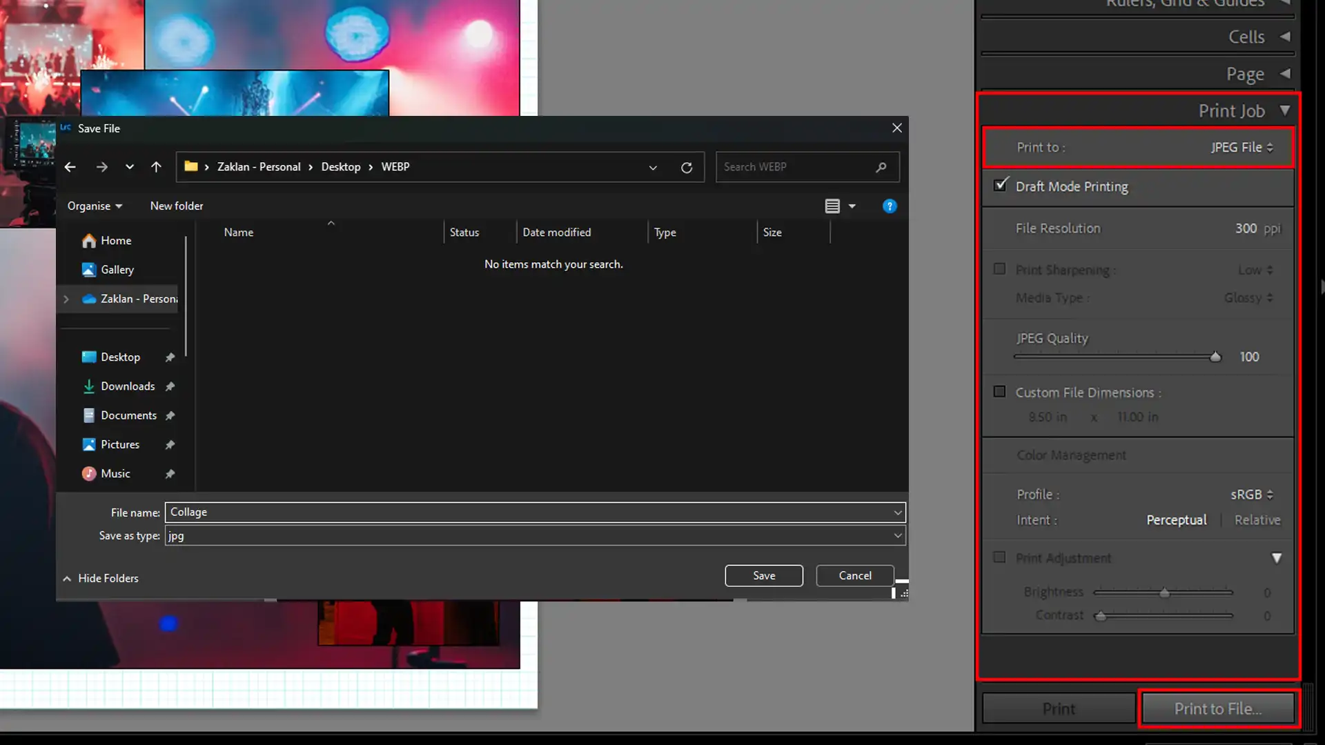 Saving and Exporting Collages in Lr