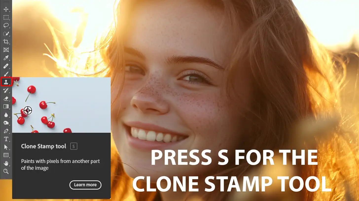 Selecting the Clone Stamp Tool in Photoshop for precise refining