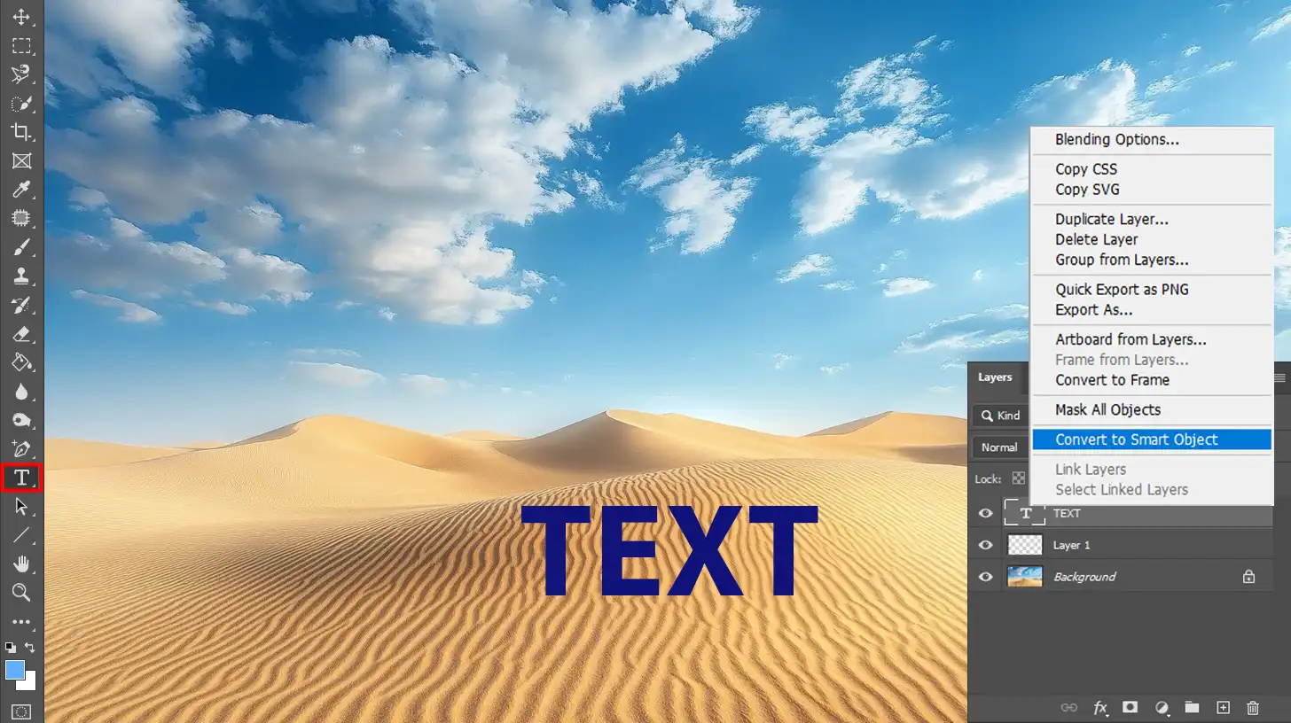 Converting text layer to Smart Object in Photoshop