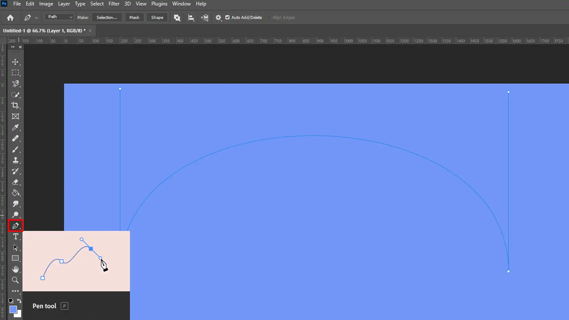 Photoshop interface showing the process of creating and modifying a path for type placement.