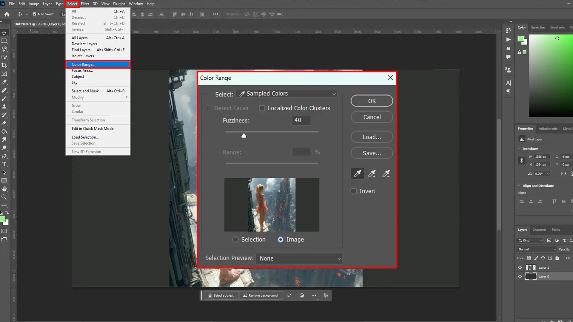 Photoshop interface showing the color spectrum adjustment techniques for enhancing image colors.