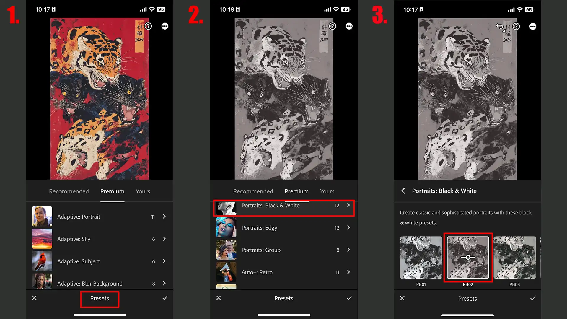 Applying Lightroom presets for efficient batch editing, showing various editing panels like exposure, color, and effects.