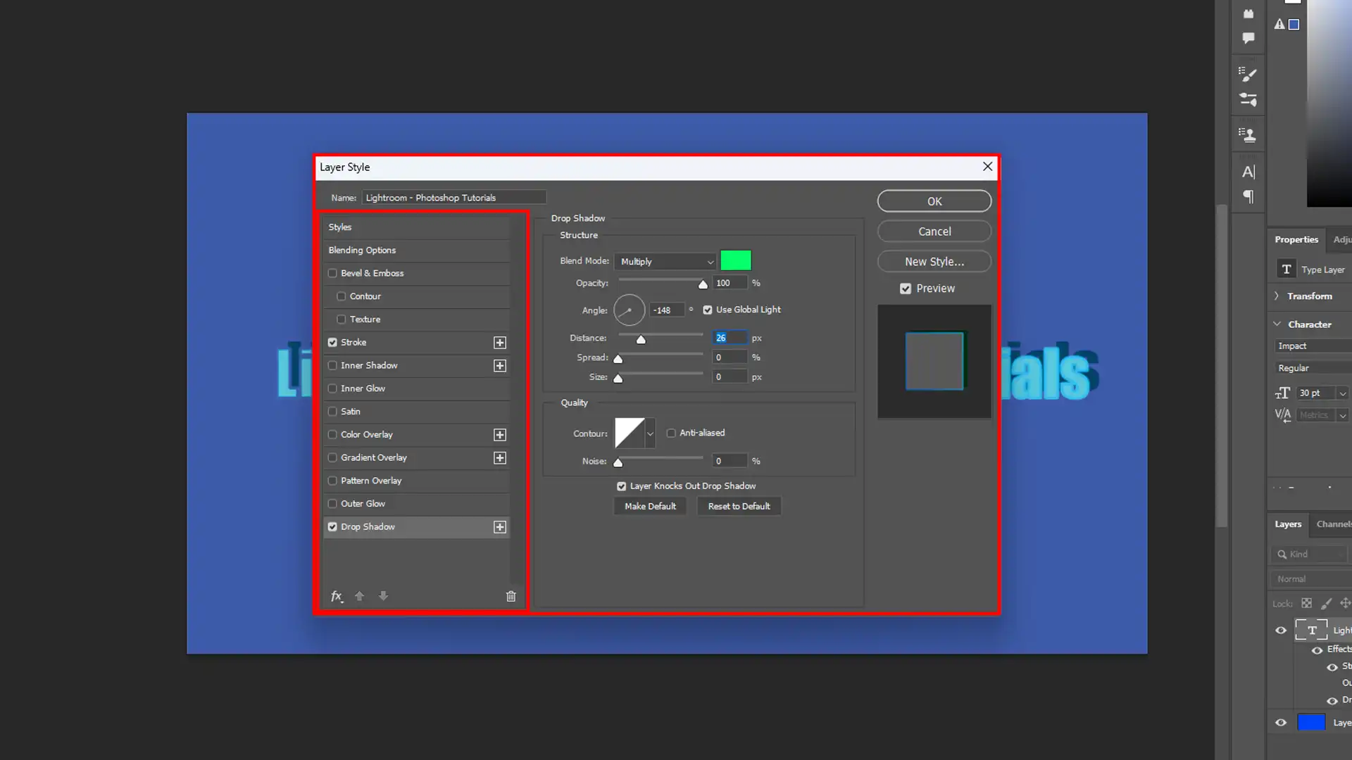 Adding layer styles for creative text effects in Photoshop