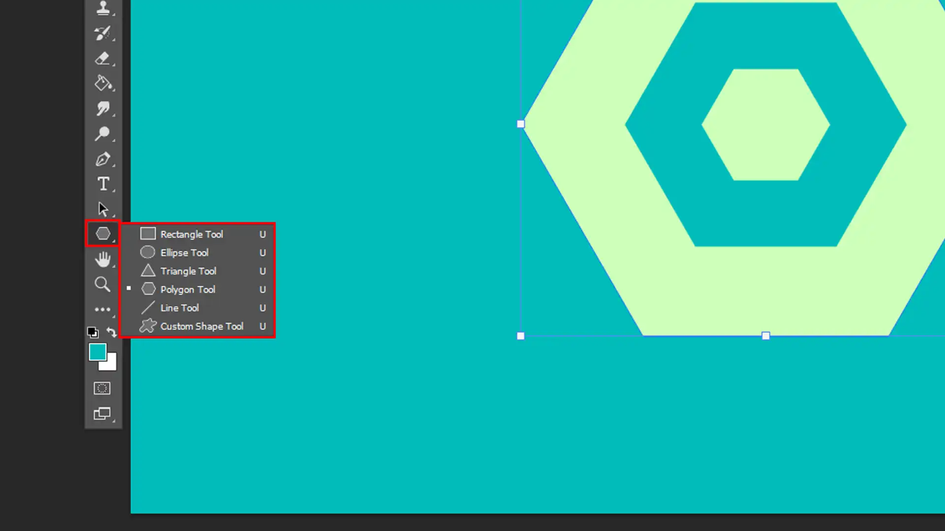 A graphic demonstrating the use of shape tools in Photoshop for logo creation.