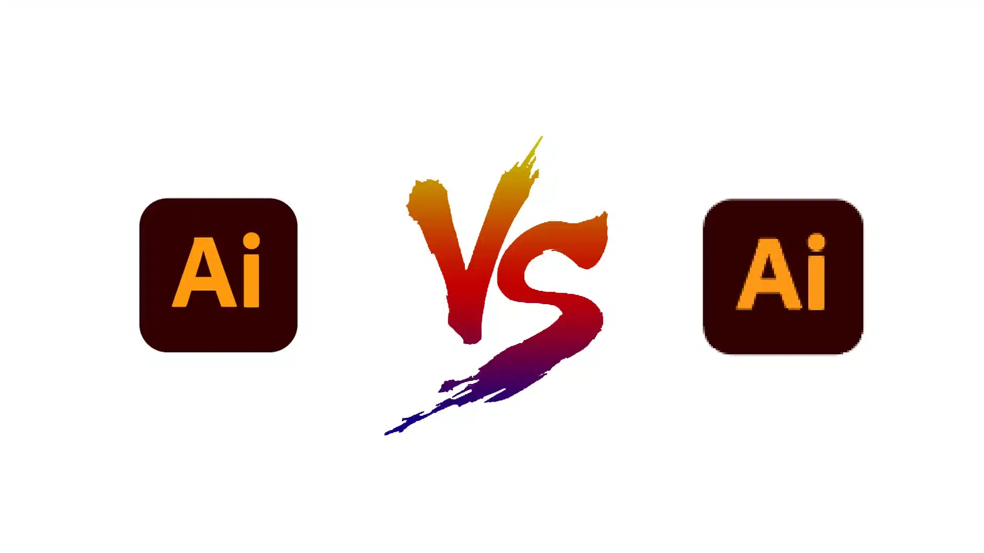 Comparison image featuring Ai logos with a 'VS' symbol in the center, highlighting the debate of drawing Ps vs AI.