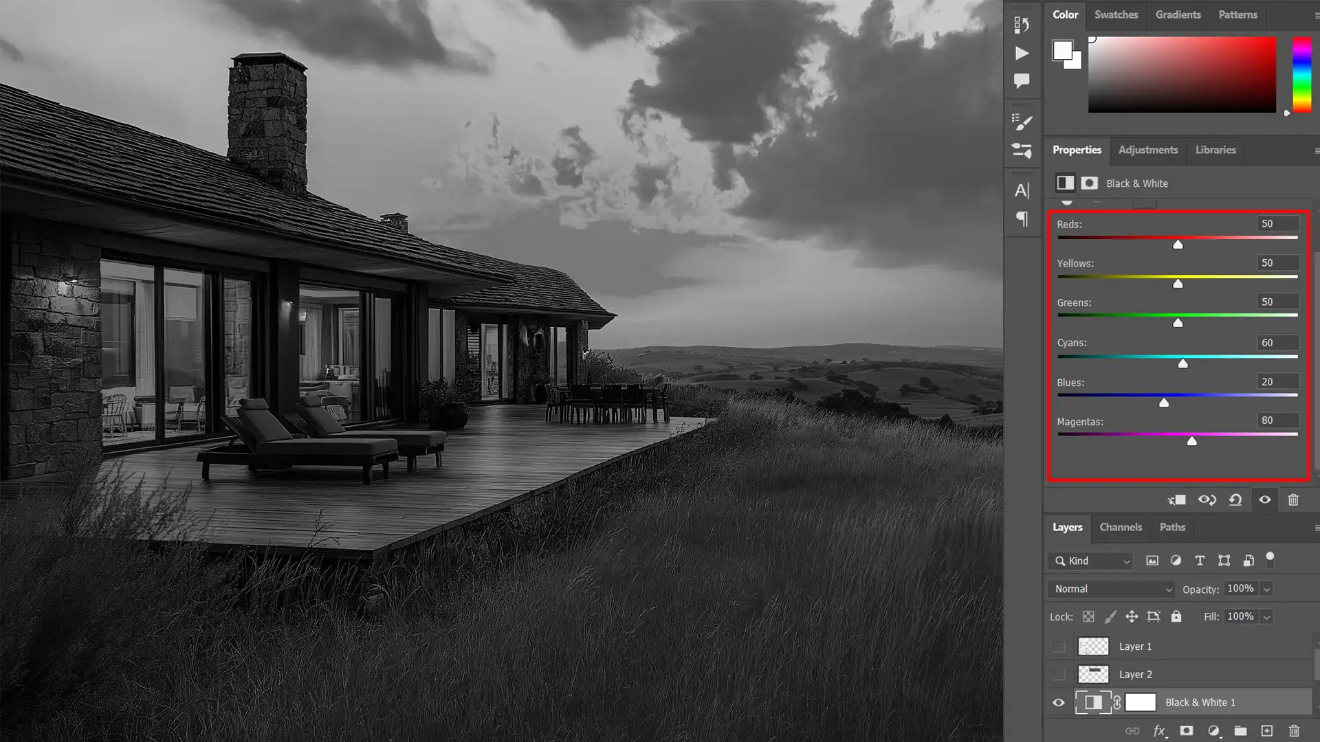 Photoshop Channels Palette showing different color channels