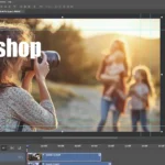Photoshop interface displaying a timeline with video editing tools, showing the process of creating how-to videos in Adobe Photoshop.