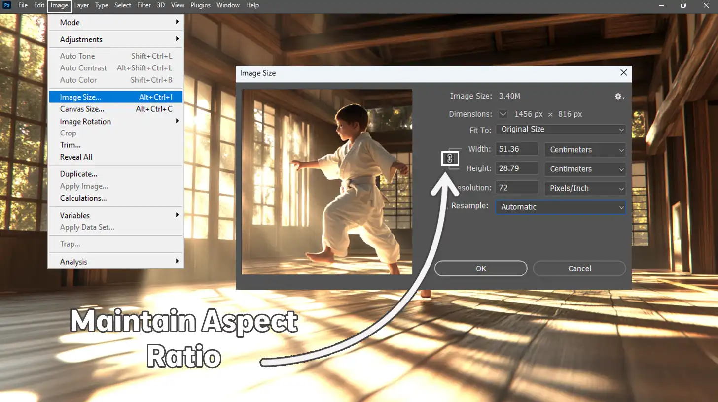 Screenshot of the Image Size dialog box in Photoshop