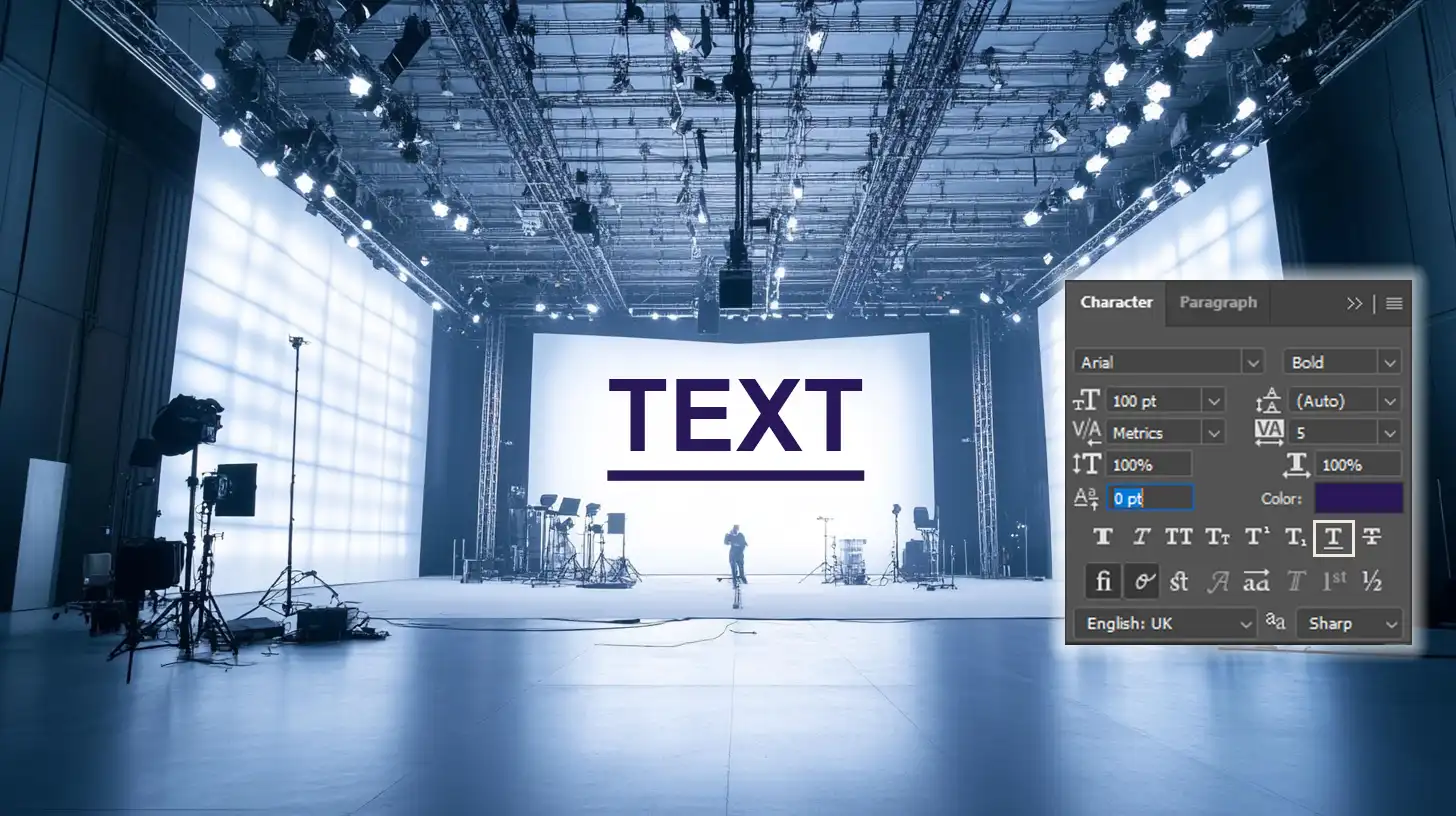 Applying the Underline Text Option in Photoshop's Character Panel