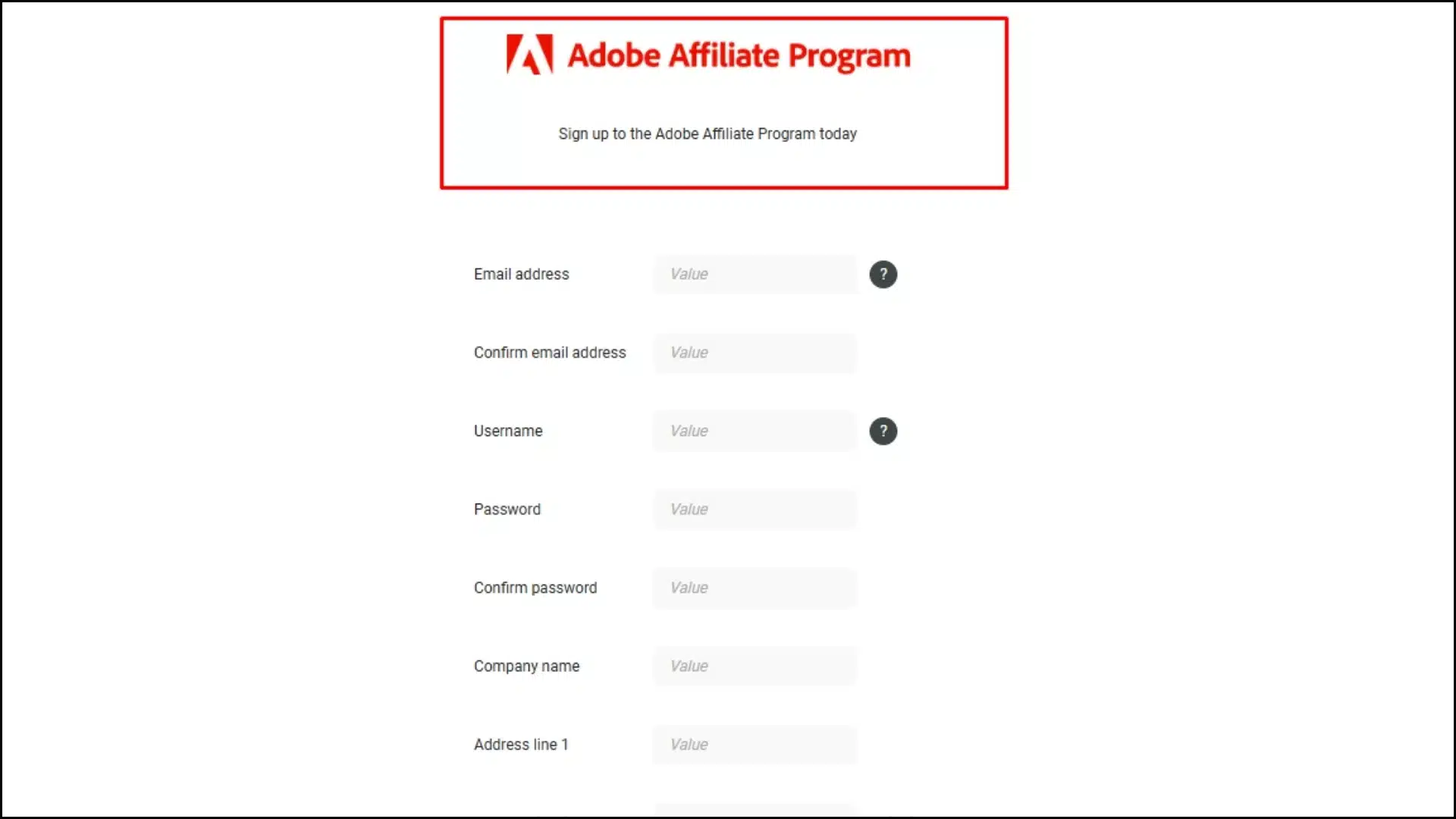 The image showing adobe account creation page for entering details like email, username, and website.