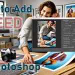 Setting up edge extension in Ps with a clear workspace featuring design tools and a print preview