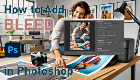 Setting up edge extension in Ps with a clear workspace featuring design tools and a print preview