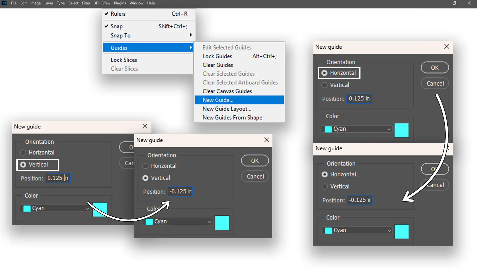 Screenshot showing how to keep design elements inside the safe zone in Photoshop