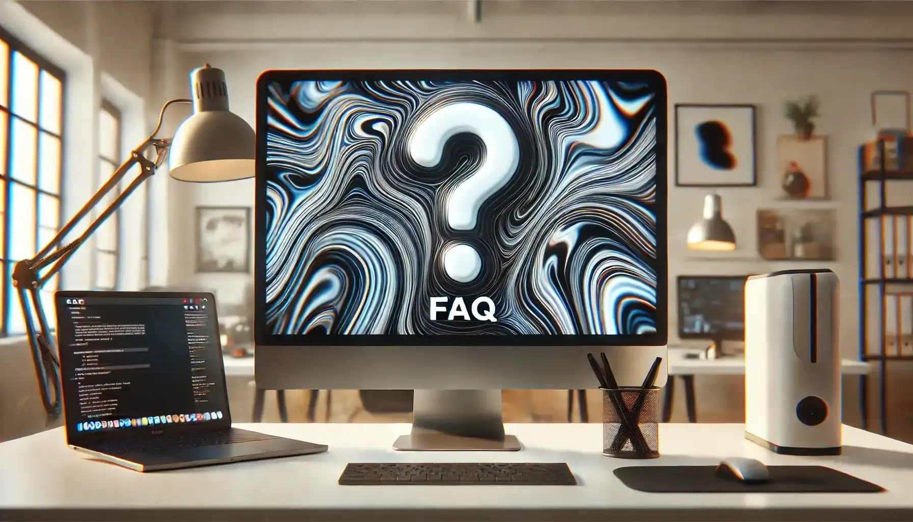 Distort in Ps- FAQ image with question mark on computer screen