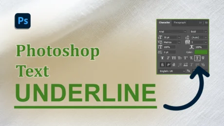 Photoshop text underline with highlighted features in the character panel