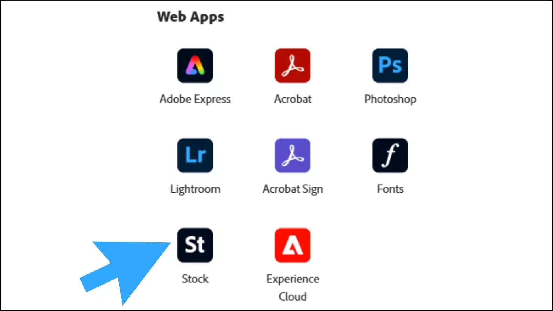 The product selection page showing various options like Adobe Express, Adobe Stock, and other.