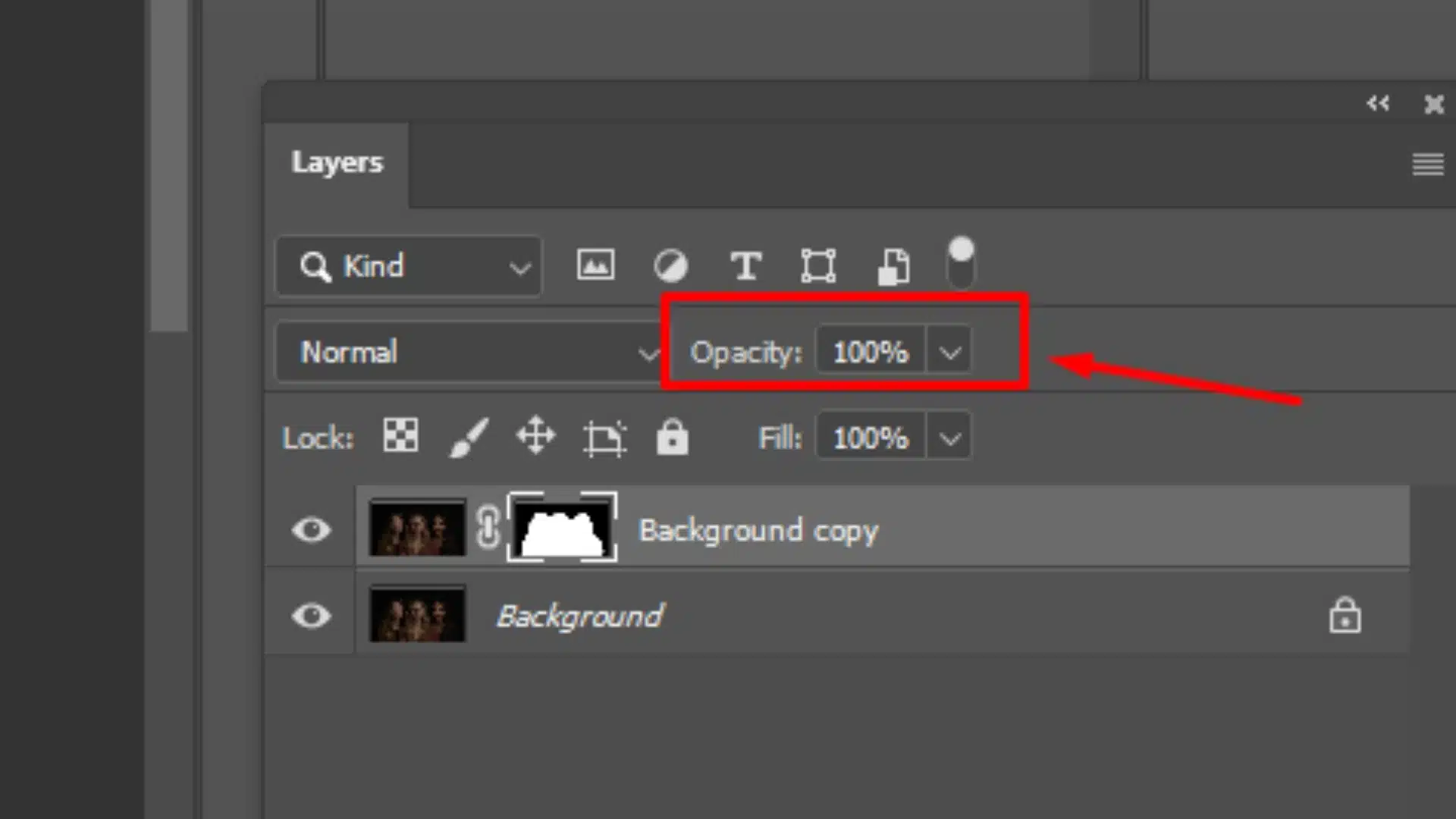 Photoshop layers panel showing the opacity adjustment option, highlighting how to refine light and color for spotlight effects.