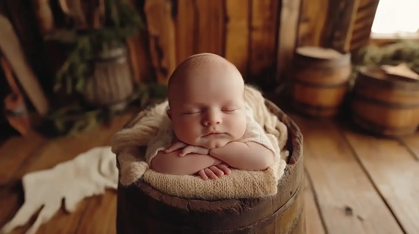 Newborn in a classic pose during a photography session