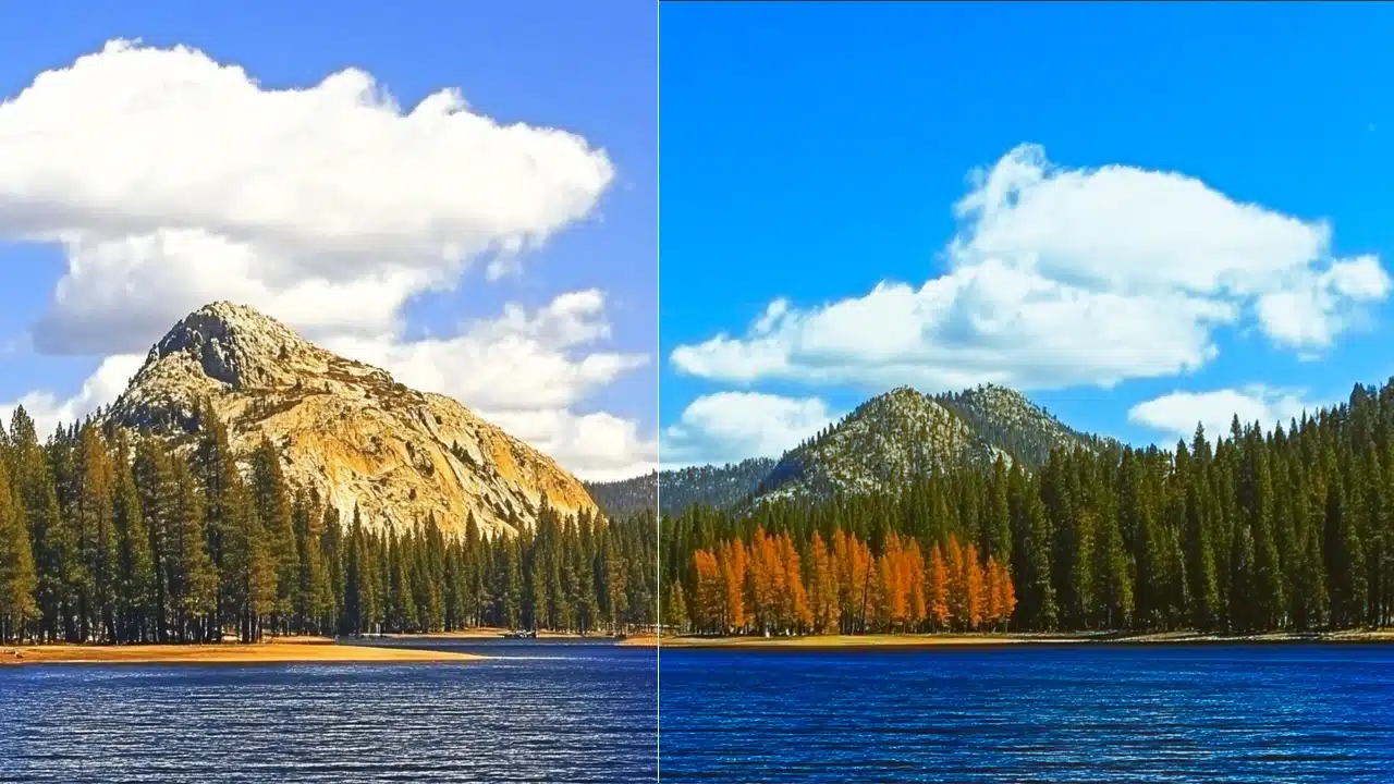 A comparison of color correction and color grading techniques in photography and video editing. Color correction adjusts brightness, contrast, and tones for accurate, natural colors, while color grading enhances mood and creativity with dramatic hues and cinematic effects.