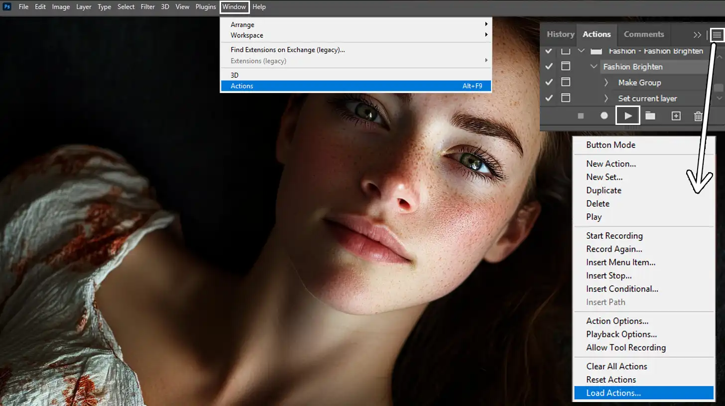 Installing Photoshop Actions for Portrait Effects
