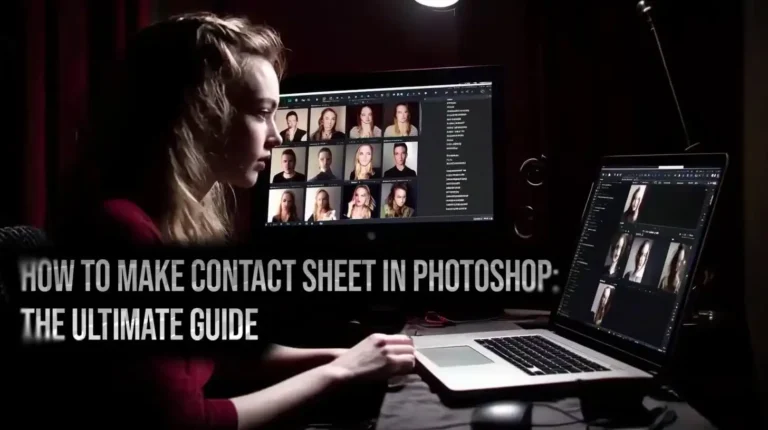 Photoshop interface displaying the 'Contact Sheet II' settings window with options for customizing a contact sheet layout.