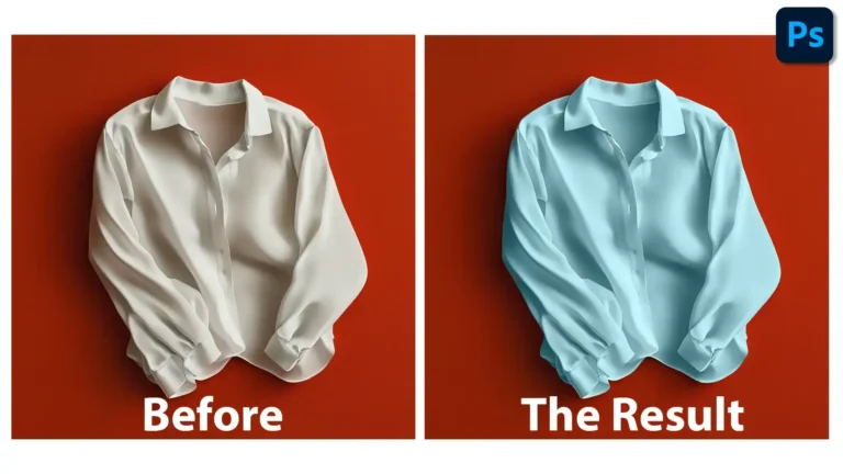 How to change the color of a shirt in Photoshop demonstrated with before and after images